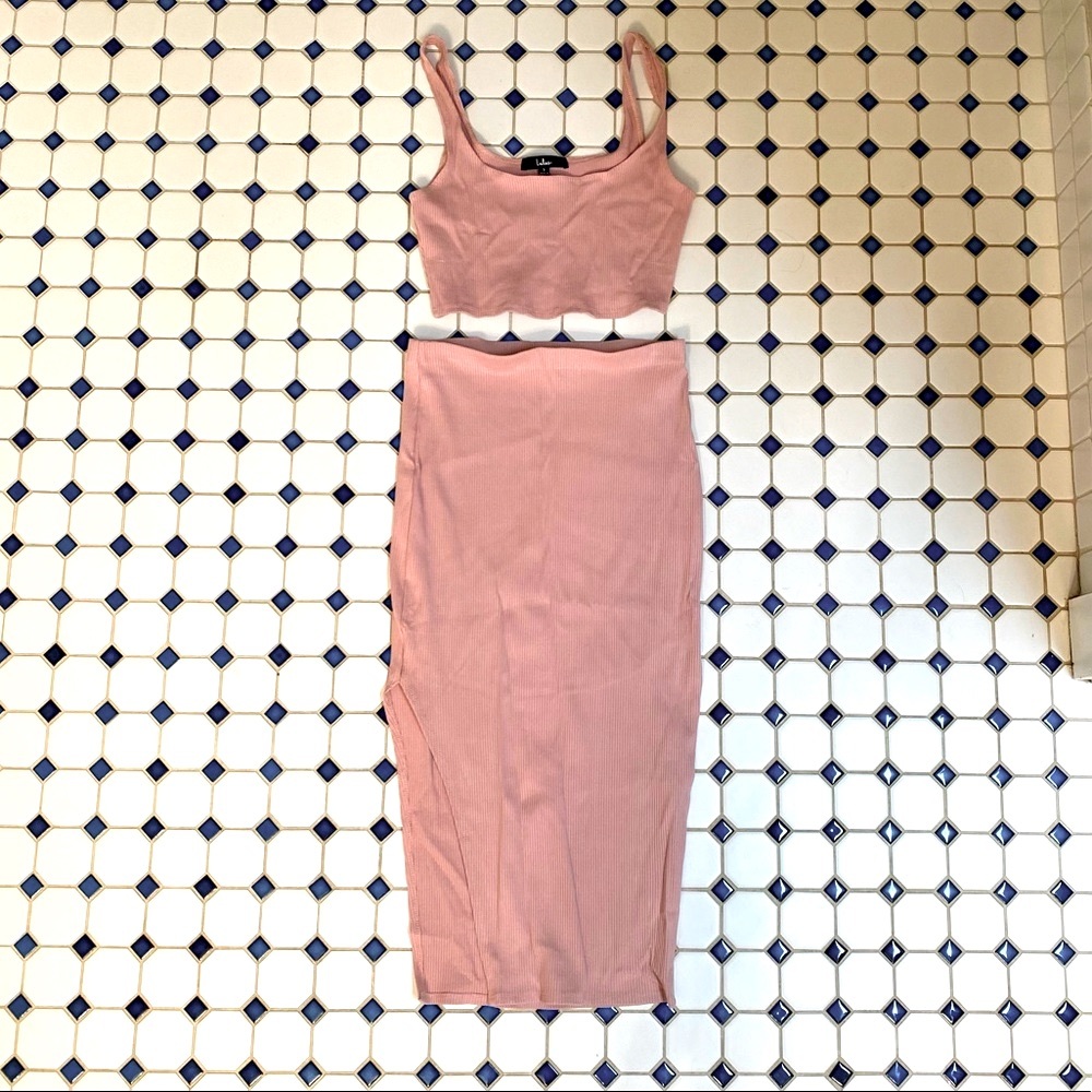 Lulus set for life blush pink two piece set